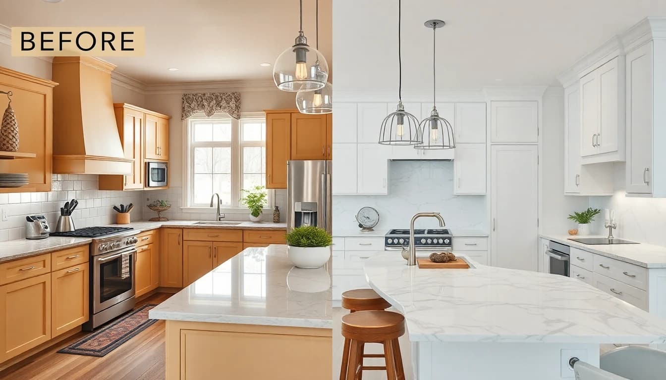 Dramatic AI before and after home renovation transformation