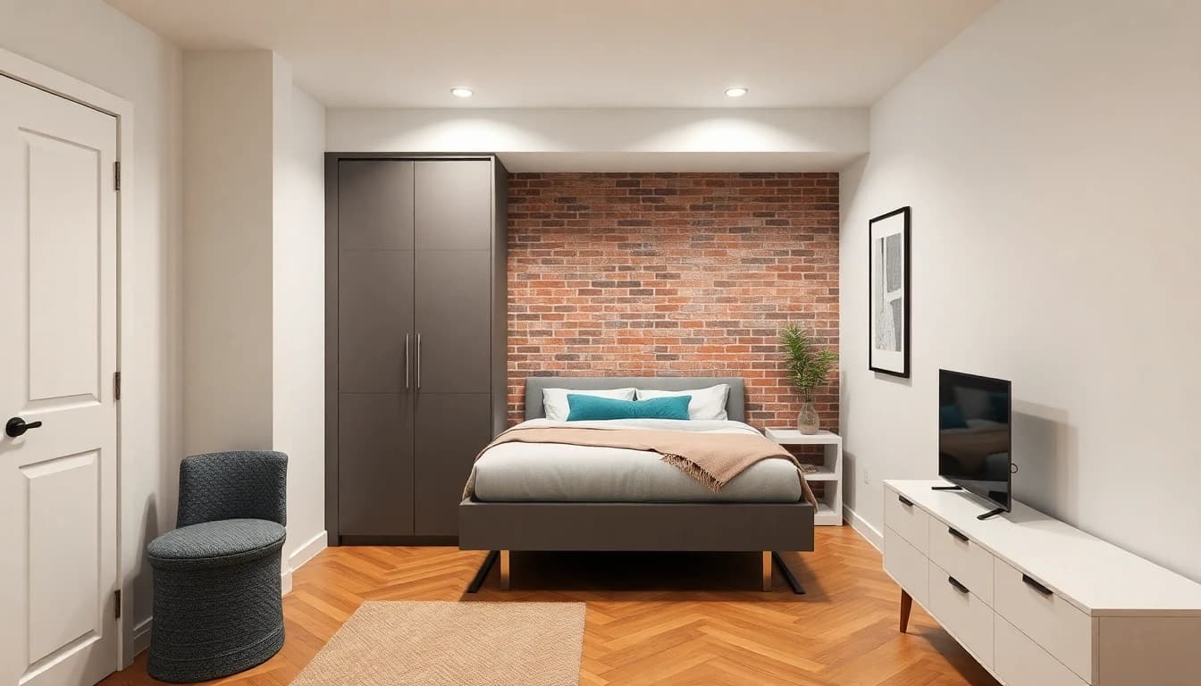AI designed small studio apartment with clever space-saving layout